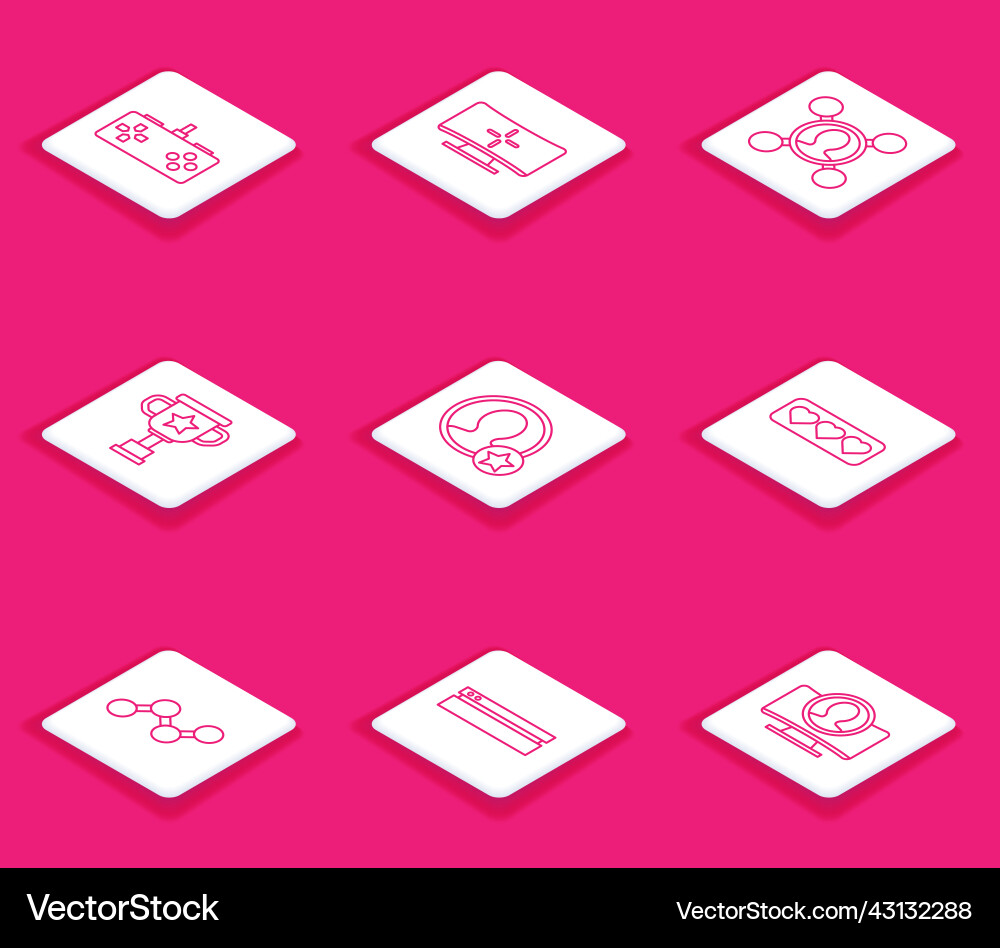 Set line gamepad computer monitor share award Set line gamepad computer monitor share award vector image