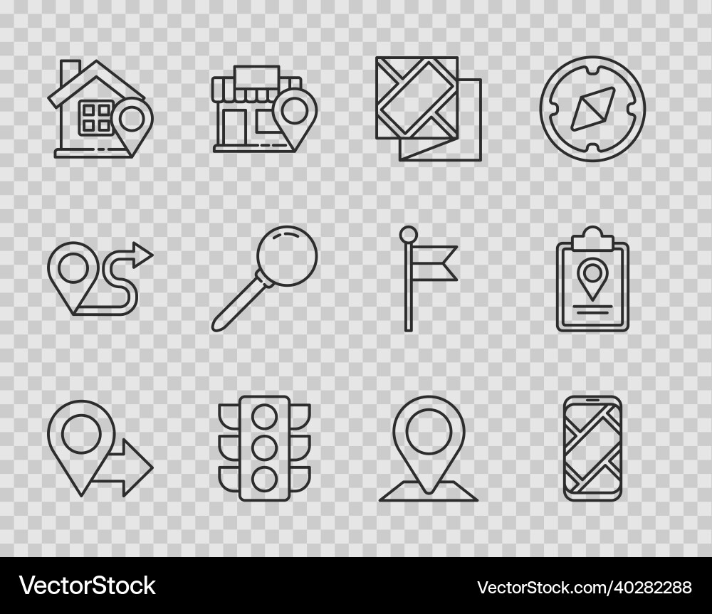 Set line location city map navigation folded Set line location city map navigation folded vector image