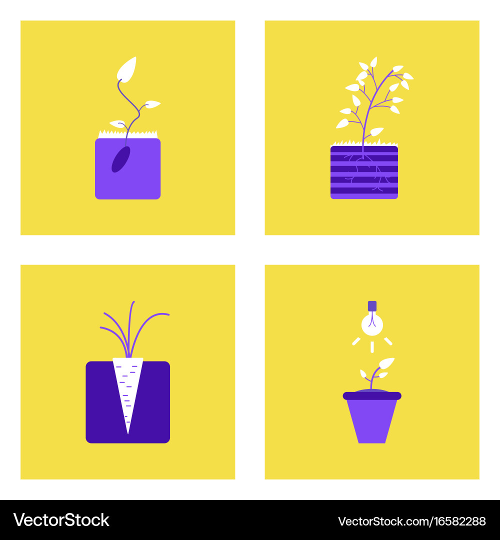 Set of ecology icons on color backgrounds square Vector Image