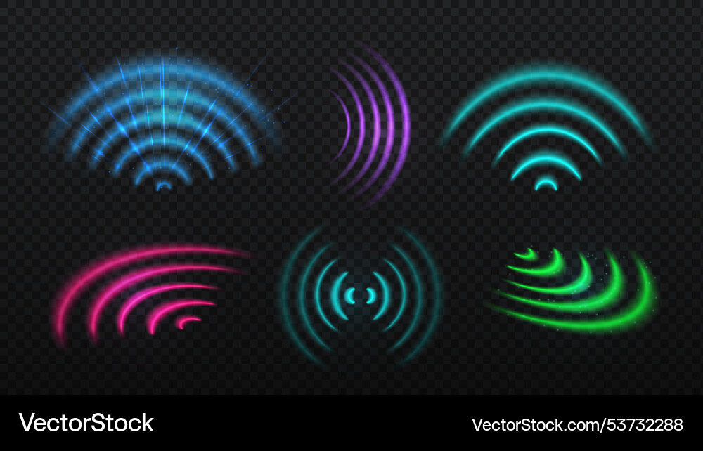 Wifi light effect set circular wave Wifi light effect set circular wave vector image