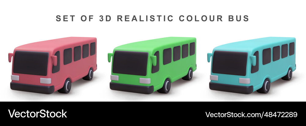 3d realistic set bus on white background 3d realistic set bus on white background vector image