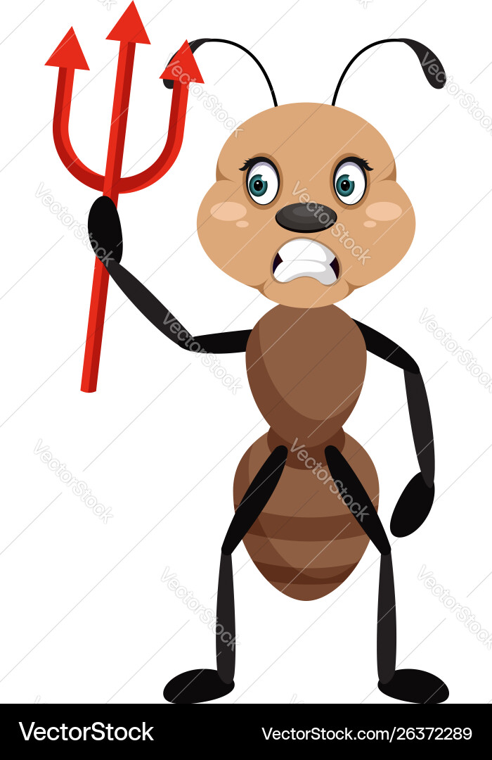 Ant with devil spike on white background Vector Image