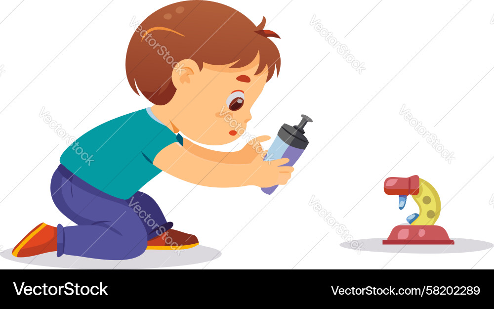 Child Building with Blocks Vector Image