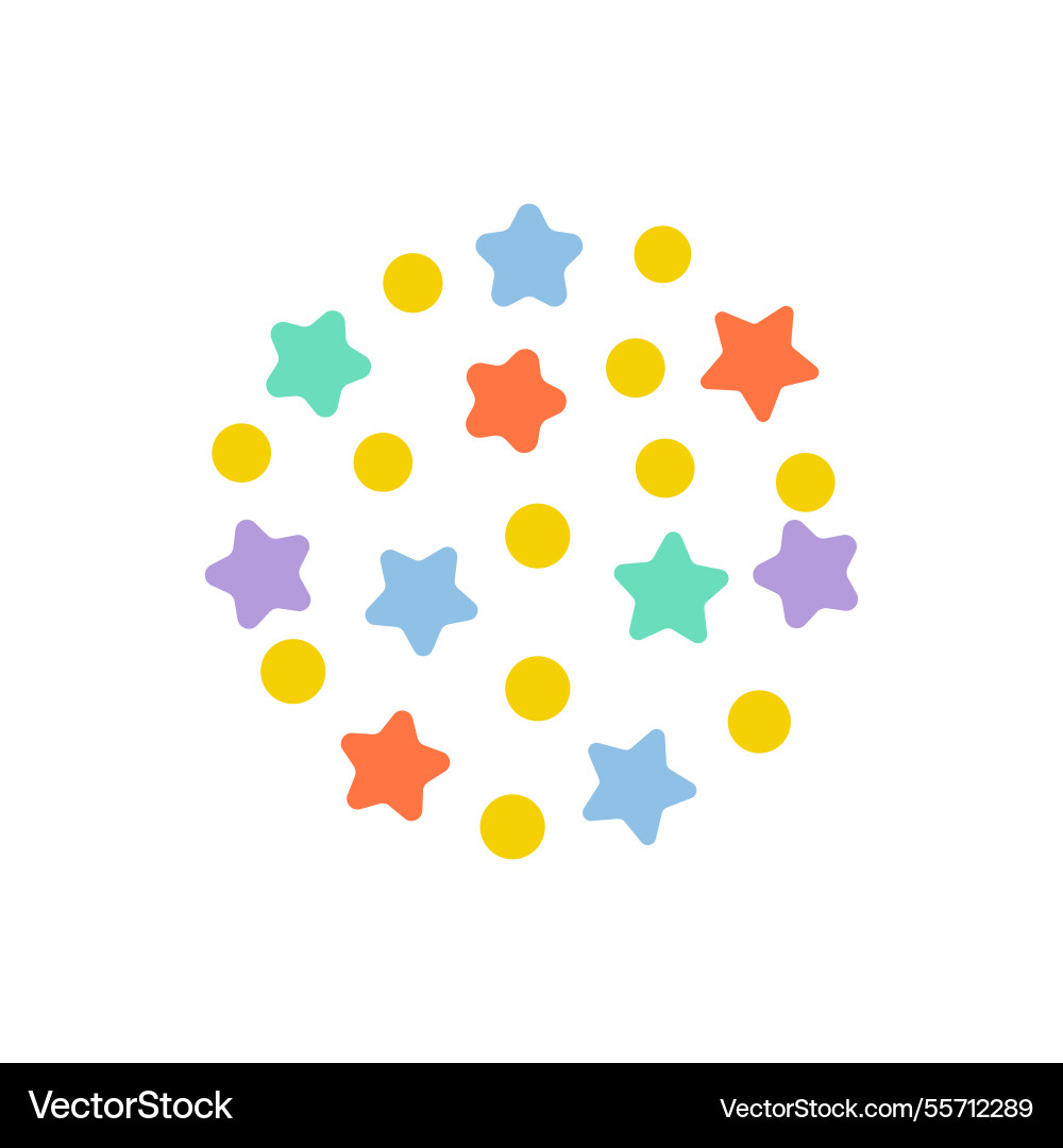 Colorful stars and dots create a playful pattern Colorful stars and dots create a playful pattern Vector Image