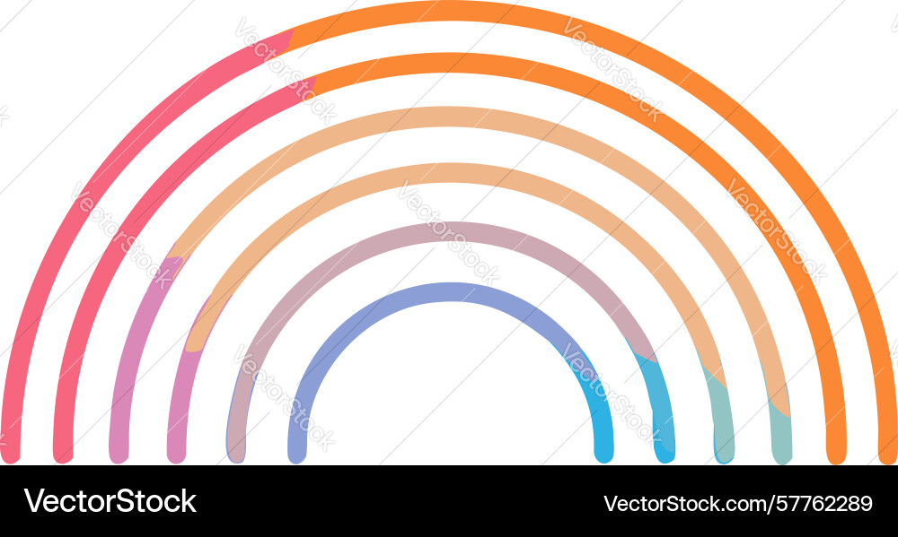 Dashed line rainbow arc playful segmented design Vector Image