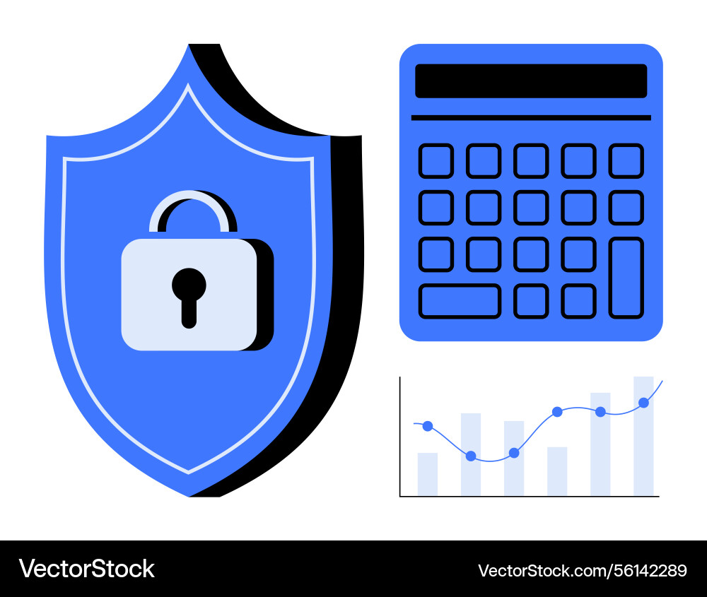 Data security with shield lock calculator vector image