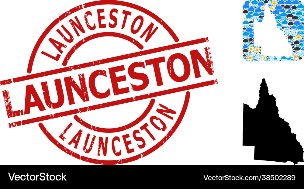 Distress launceston seal and hole weather collage Distress launceston seal and hole weather collage vector image