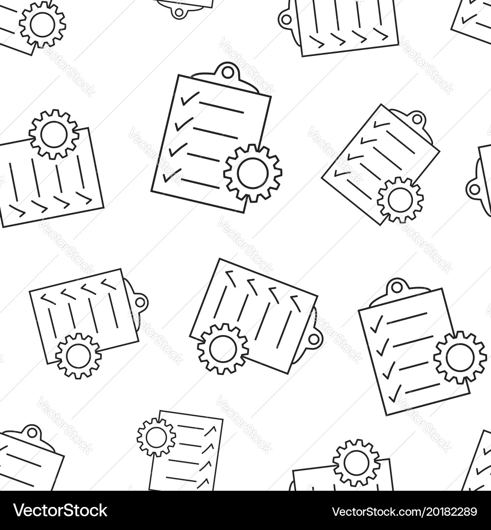 Document with gear seamless pattern background vector image