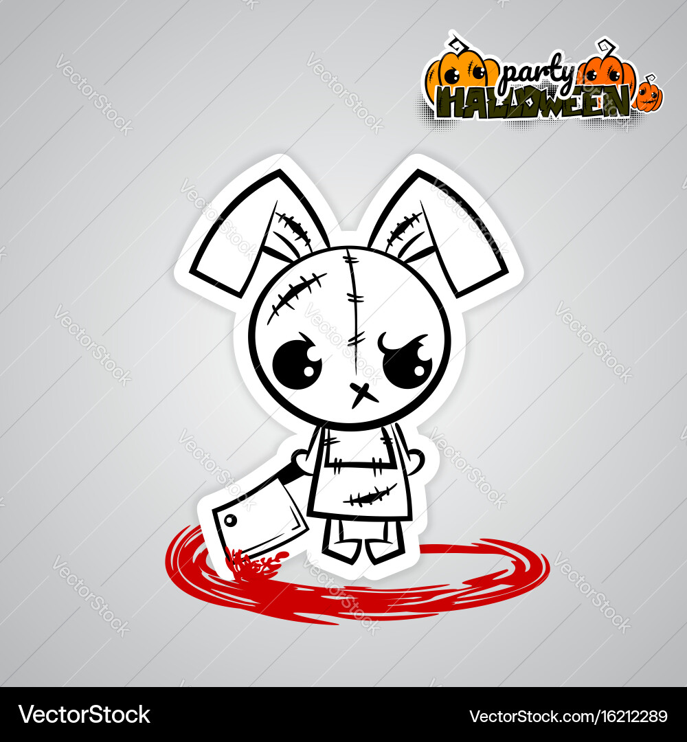 Evil Halloween Rabbit Voodoo Doll Vector Image