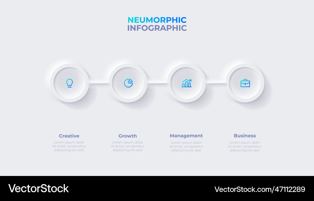 Four circles placed in horizontal row concept vector image