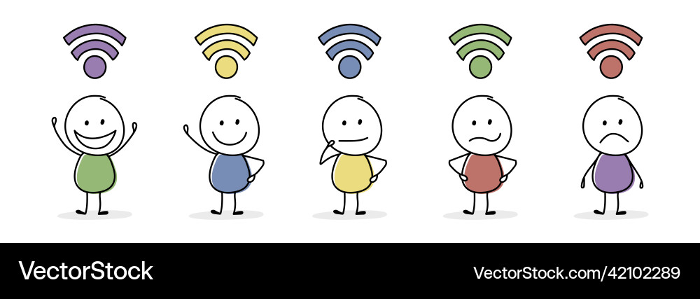 Funny stickman with internet connection symbol Funny stickman with internet connection symbol vector image