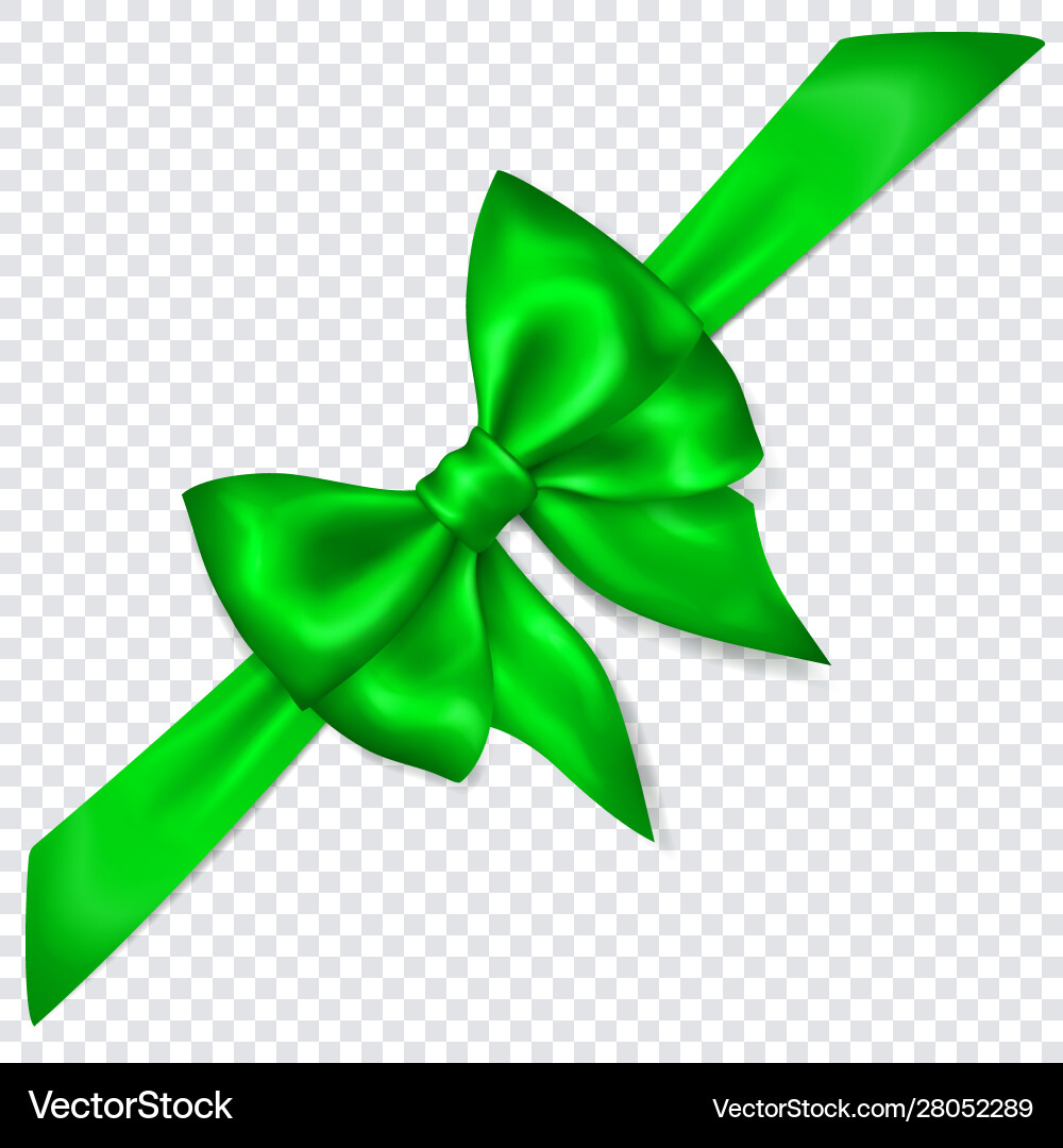 Green bow with diagonally ribbon Royalty Free Vector Image