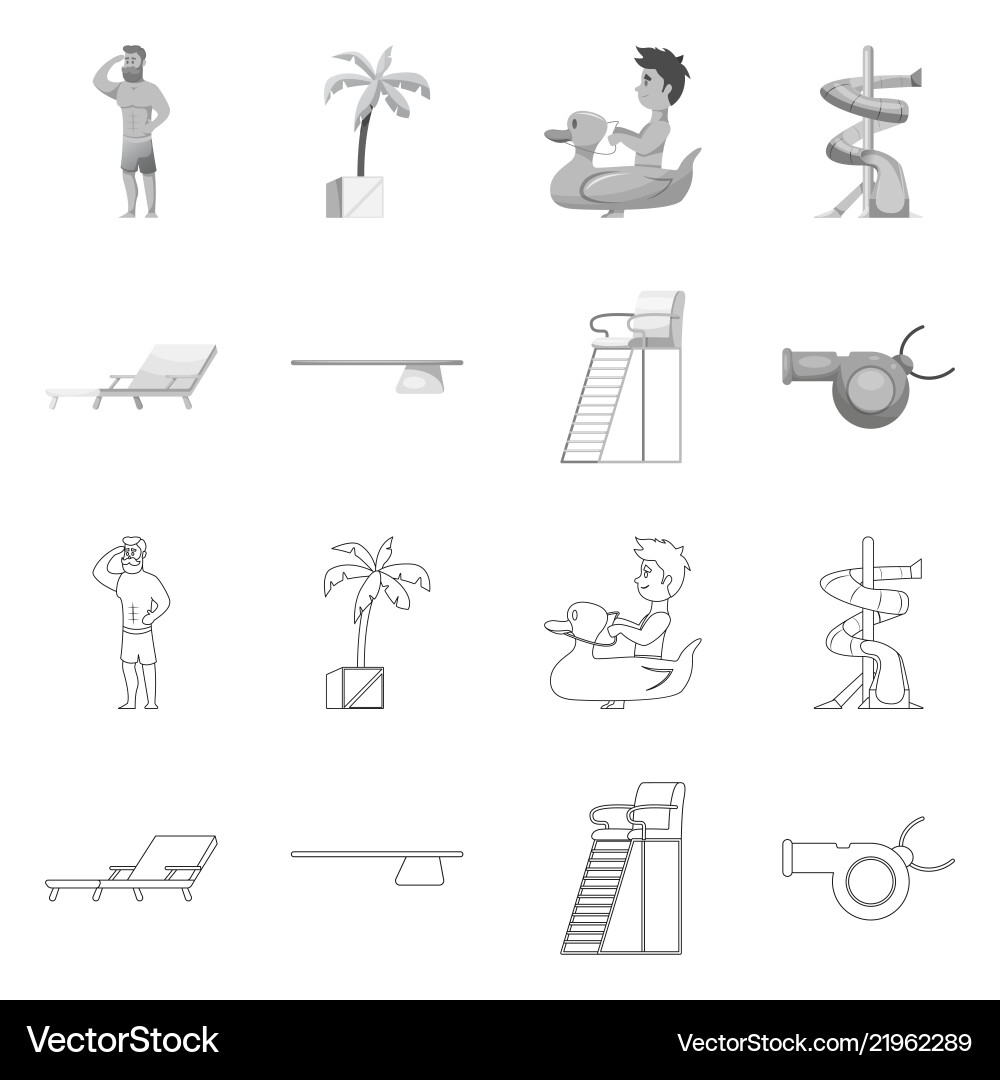 Isolated object of pool and swimming logo set Isolated object of pool and swimming logo set vector image