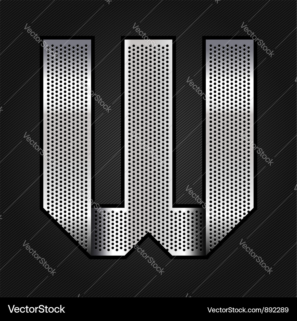 Letter metal chrome ribbon - w Royalty Free Vector Image