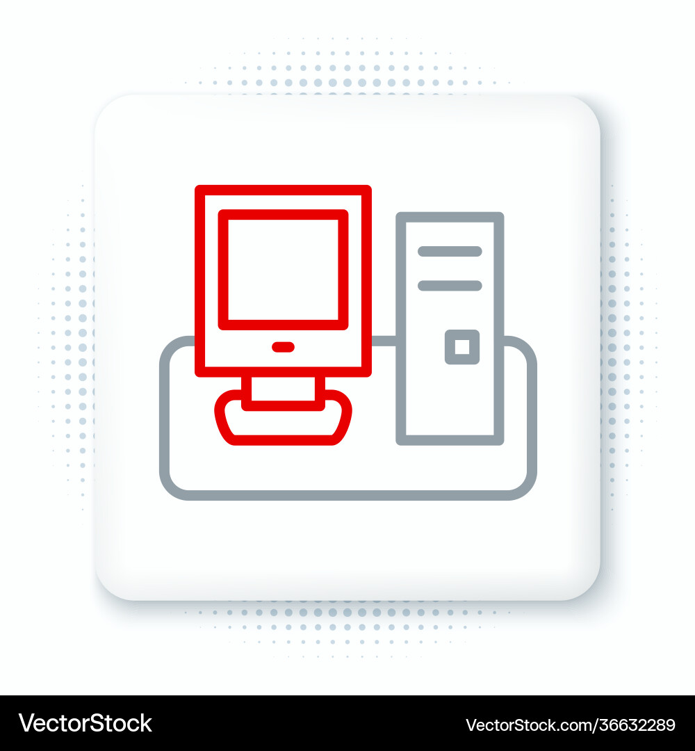 Line computer monitor with keyboard and mouse icon Line computer monitor with keyboard and mouse icon Vector Image