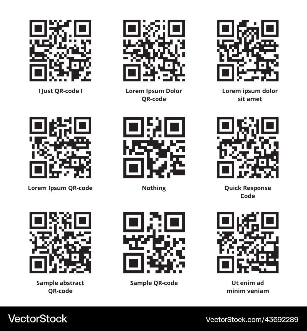 Lorem Ipsum QR Code Set vector image