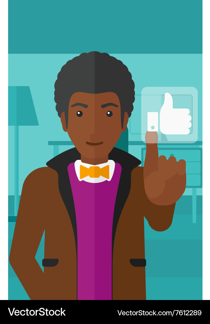 Man pressing like button Vector Image