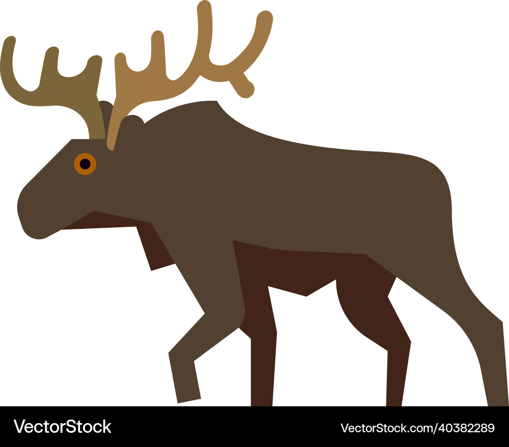 Moose icon cute horned elk standing deer Moose icon cute horned elk standing deer vector image
