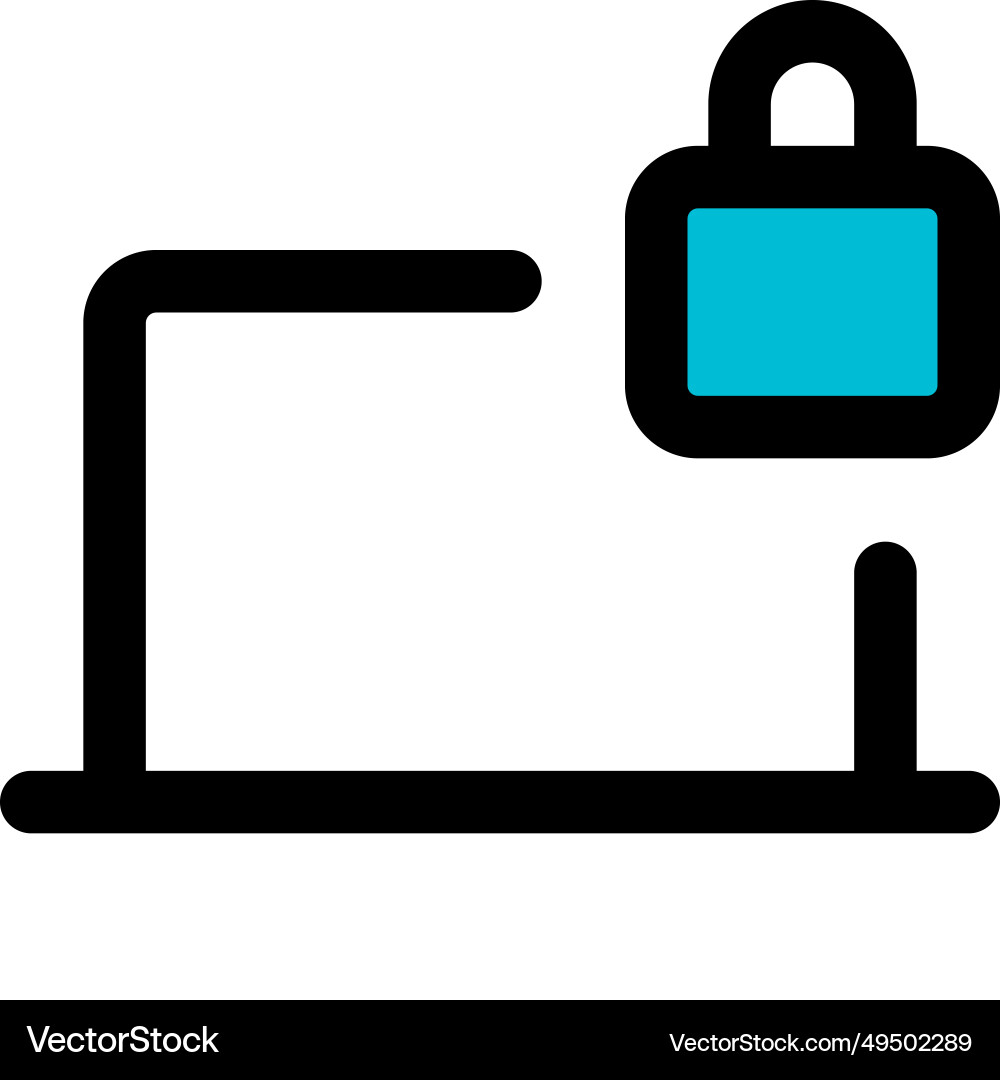 Secure laptop with built-in locking mechanism Vector Image
