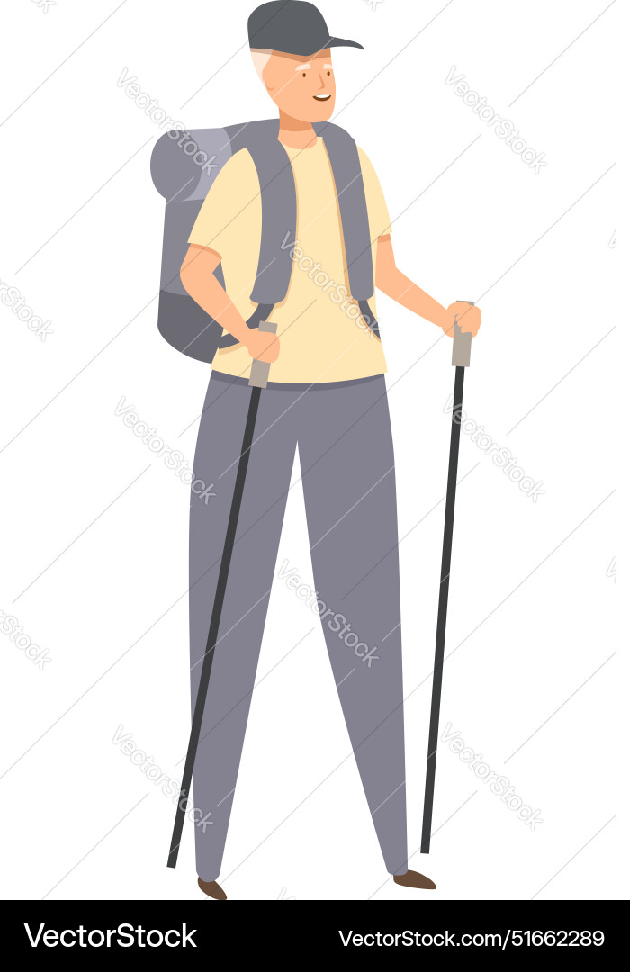 Senior man is enjoying his retirement by going Senior man is enjoying his retirement by going vector image