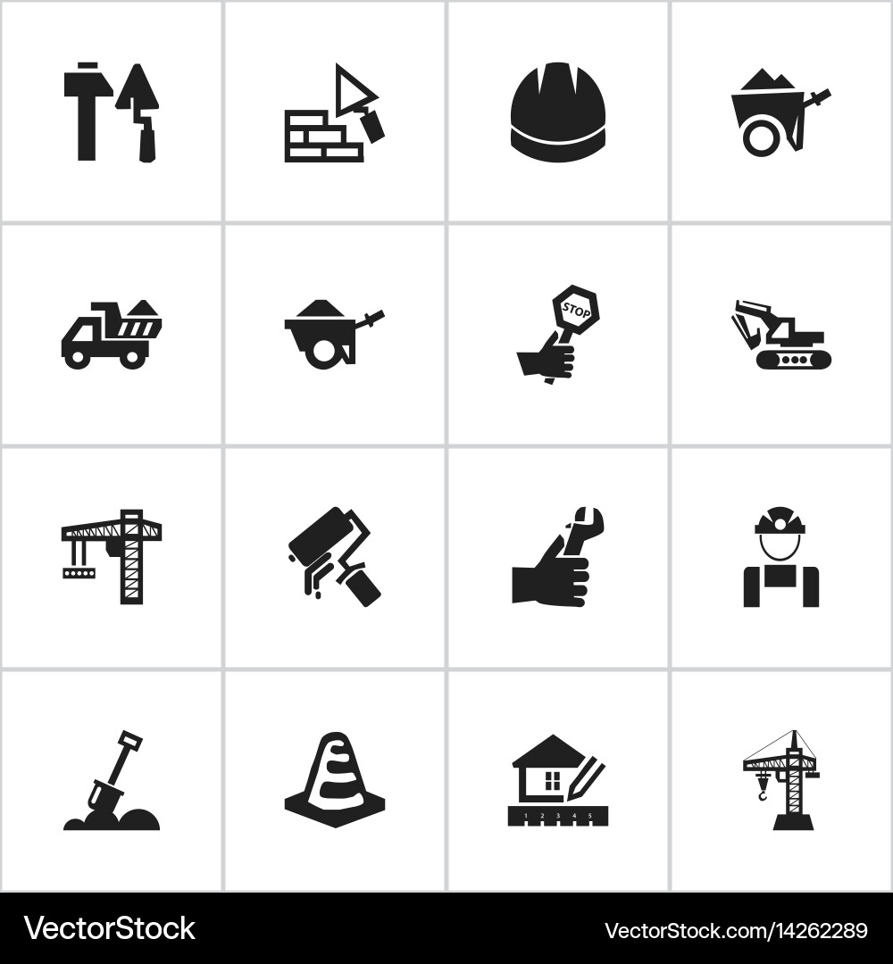 Set of 16 editable structure icons includes Vector Image