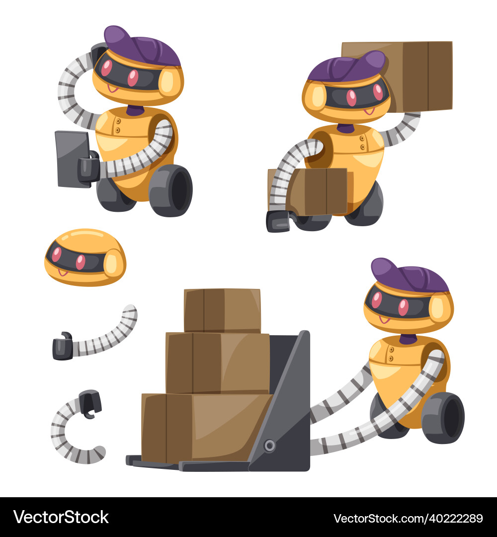 Set of android character robot cartoon style Set of android character robot cartoon style vector image
