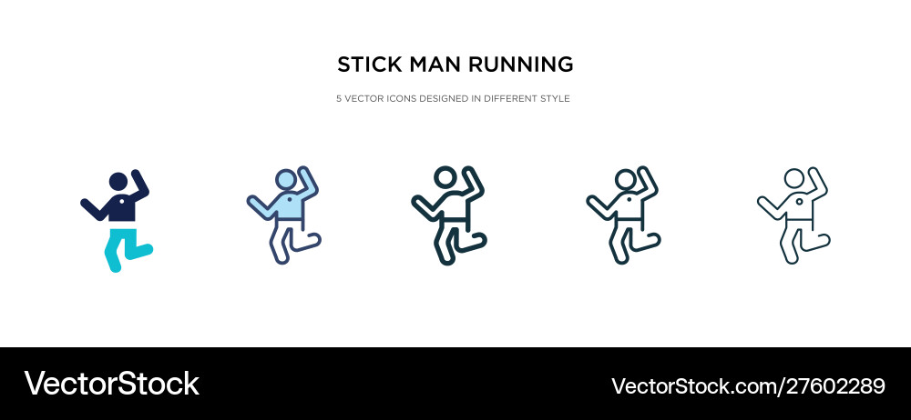 Stick man running icon in different style two Stick man running icon in different style two vector image