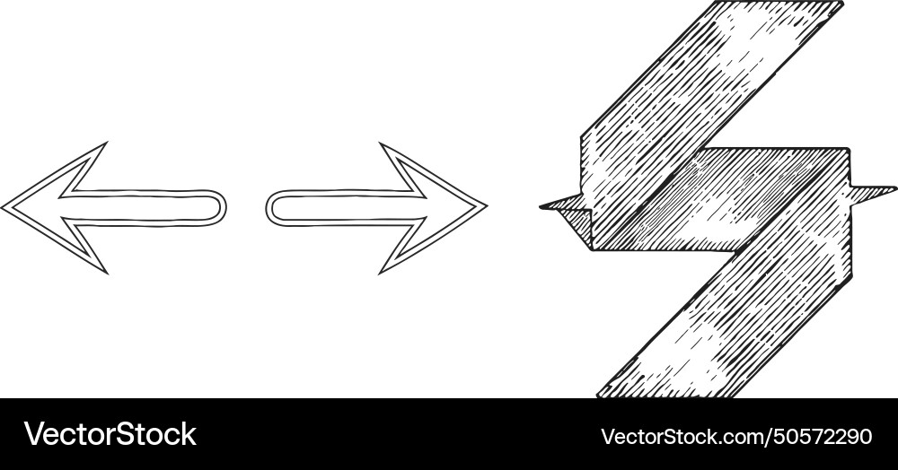 Arrows pointing left and right object one line vector image
