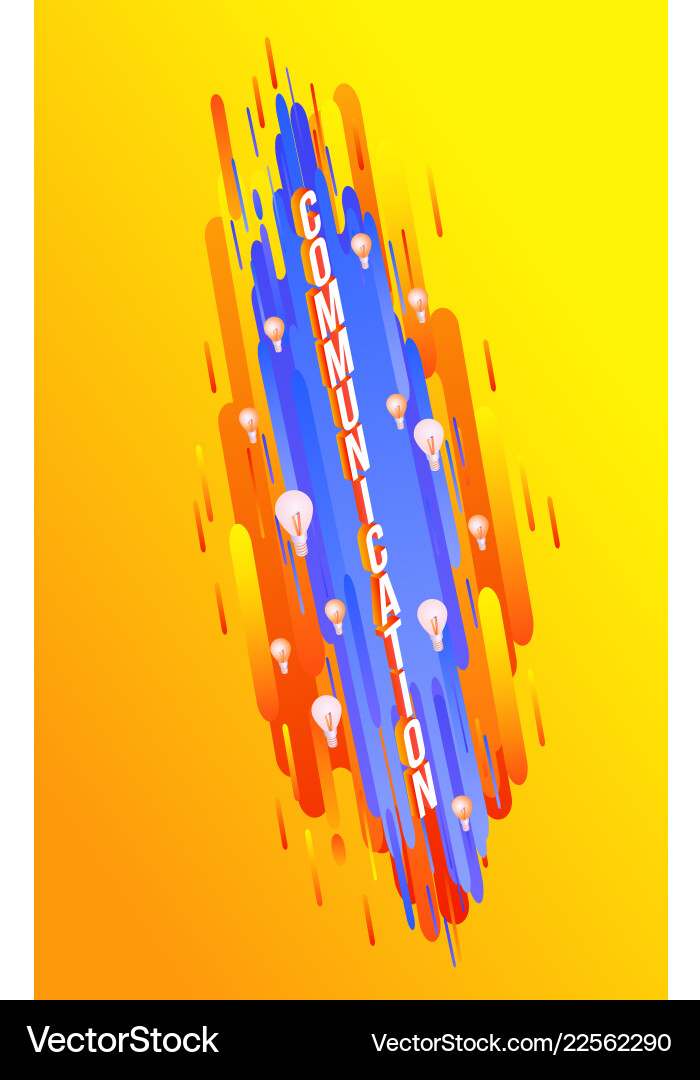 Communication isometric text design on gradient Communication isometric text design on gradient vector image