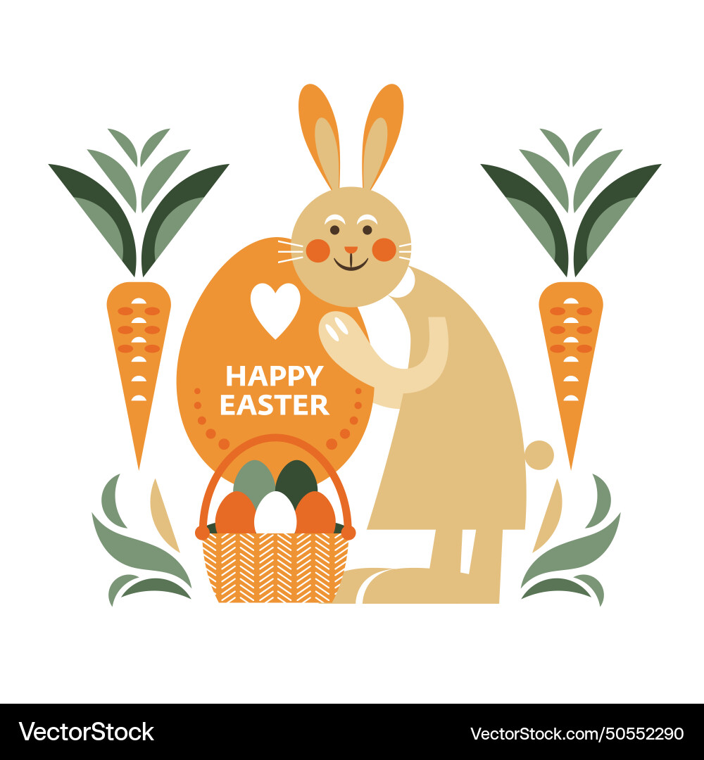 Cute easter bunny and egg happy Vector Image