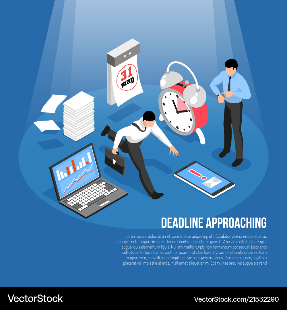 Deadline isometric concept Deadline isometric concept vector image