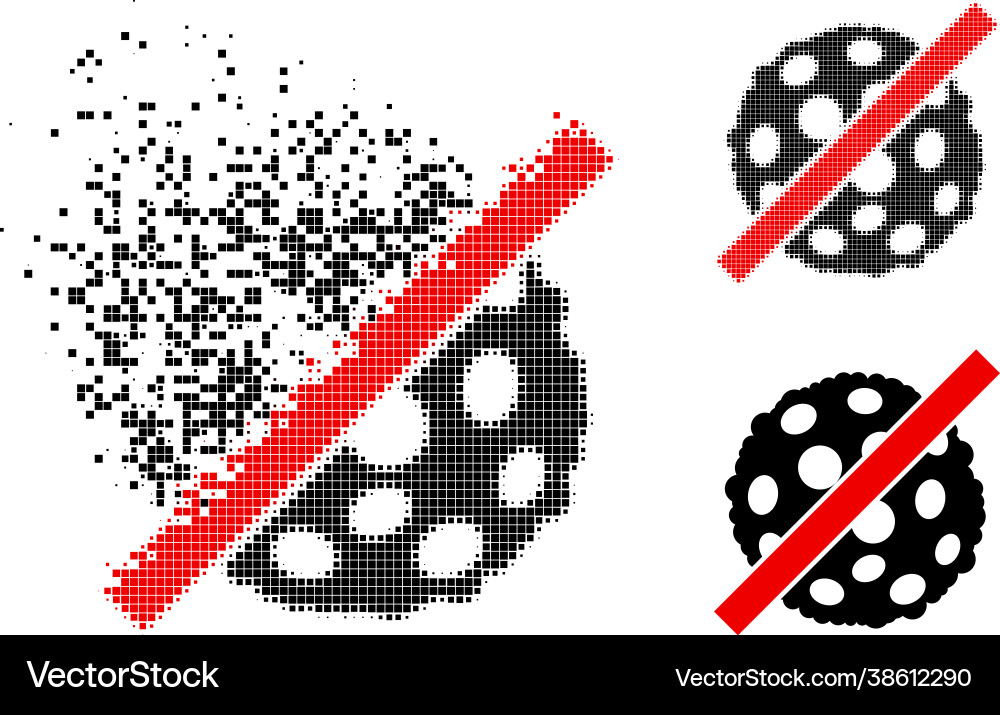 Destructed and halftone pixel remove microbe spore Destructed and halftone pixel remove microbe spore Vector Image