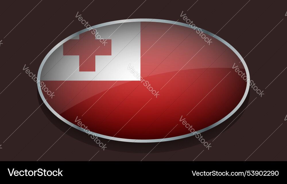 Eclipse shape of tonga flag with original color vector image