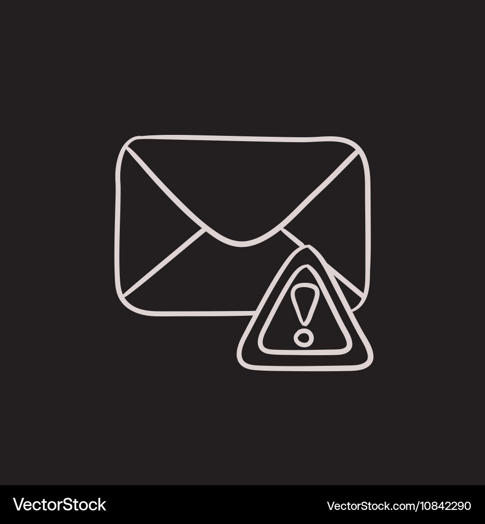 Envelope mail with warning signal sketch icon Vector Image