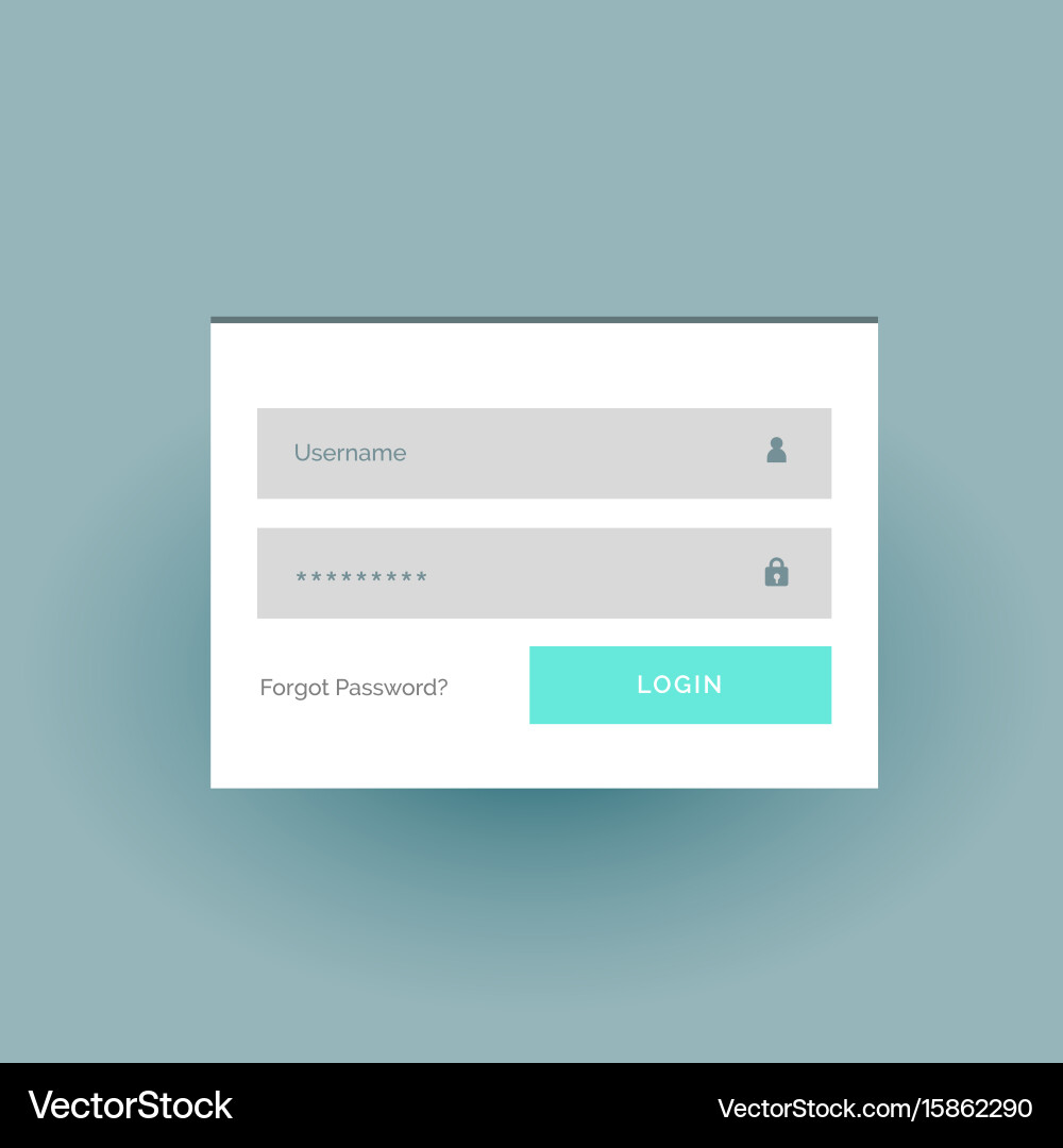 Flat color login form ui template in white vector image