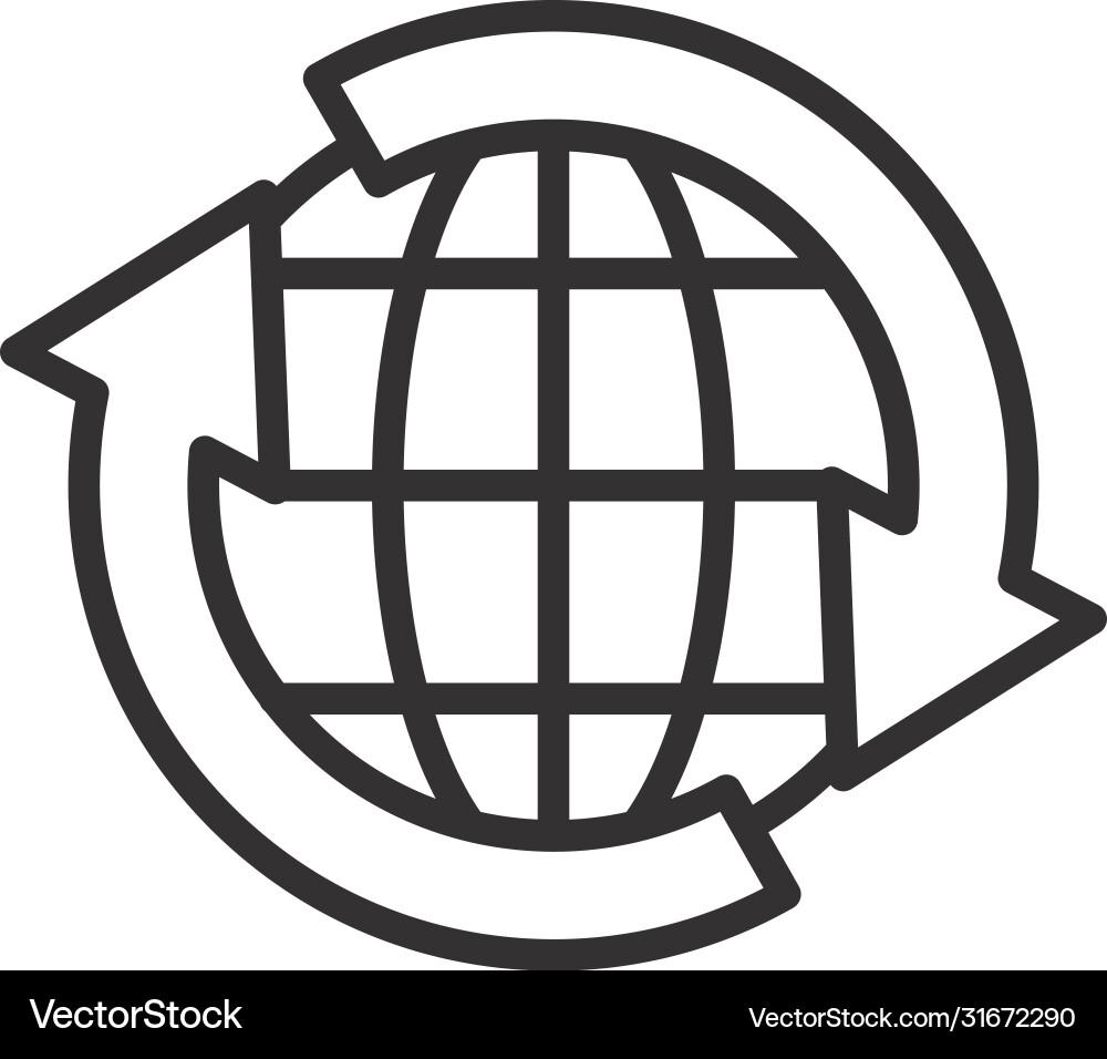 Global sphre with round arrows around line style Vector Image