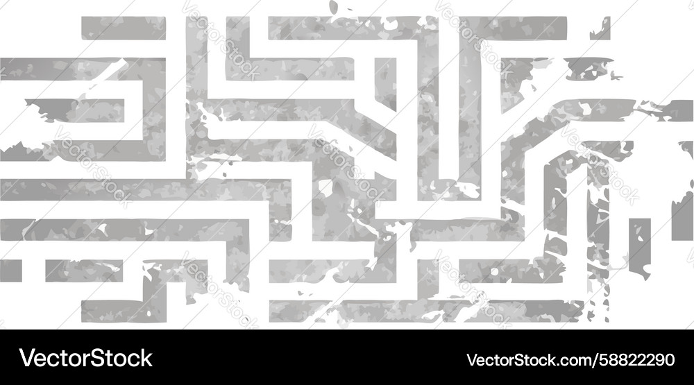 Grungy rectangular maze pattern textured puzzle Vector Image
