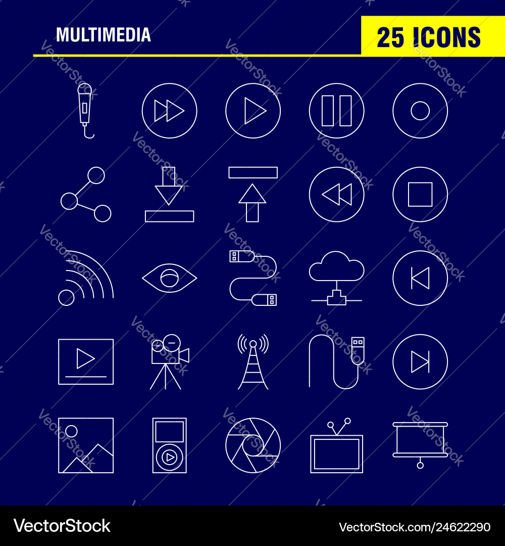 Multimedia line icon for web print and mobile Multimedia line icon for web print and mobile vector image