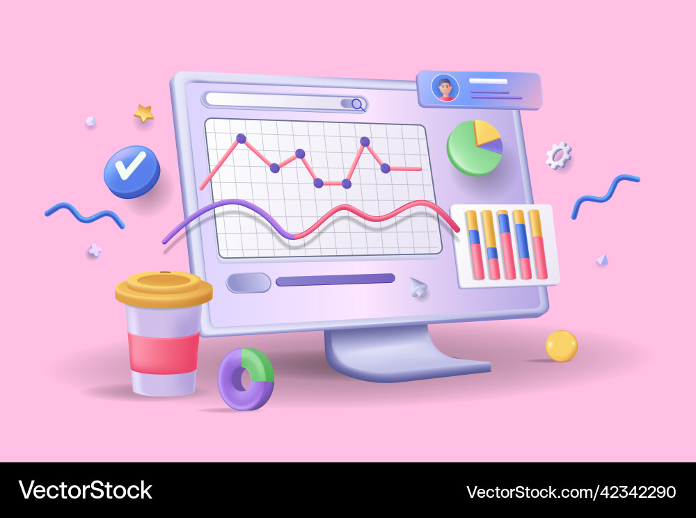 Online marketing concept 3d Online marketing concept 3d Vector Image