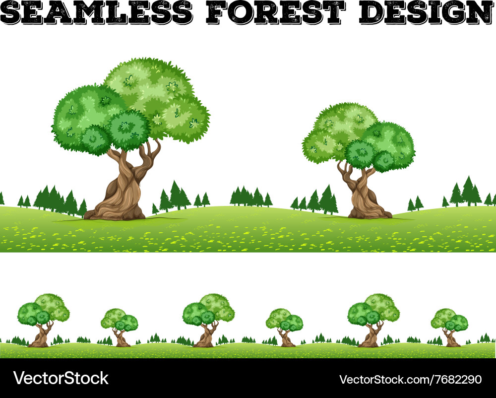 Seamless background design with trees in the field Vector Image