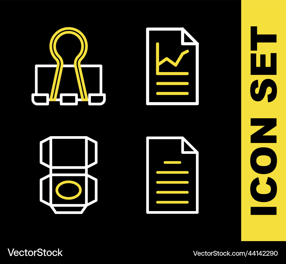 Set line document with graph chart file Set line document with graph chart file vector image