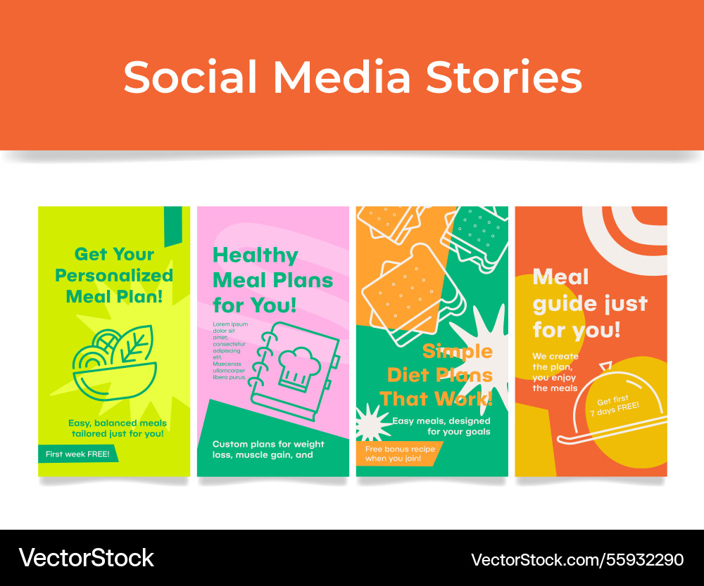 Web banners offering personalized meal plans Web banners offering personalized meal plans vector image