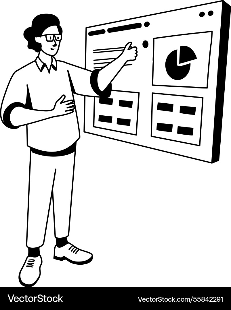 A glyph of coder working on laptop vector image