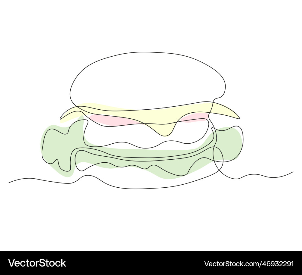 Abstract cheeseburger hamburger continuous one Abstract cheeseburger hamburger continuous one Vector Image