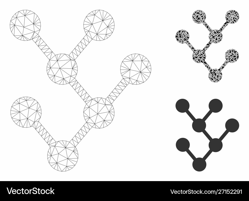 Binary tree mesh carcass model and triangle Binary tree mesh carcass model and triangle Vector Image