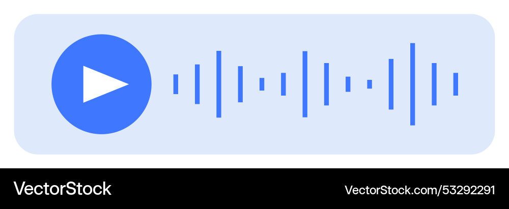 Blue Play Button with Audio Waveform vector image