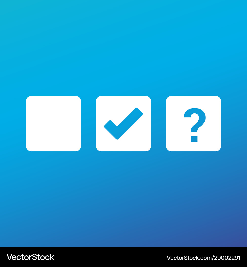 Check box blank checkmark and question mark tick Check box blank checkmark and question mark tick vector image