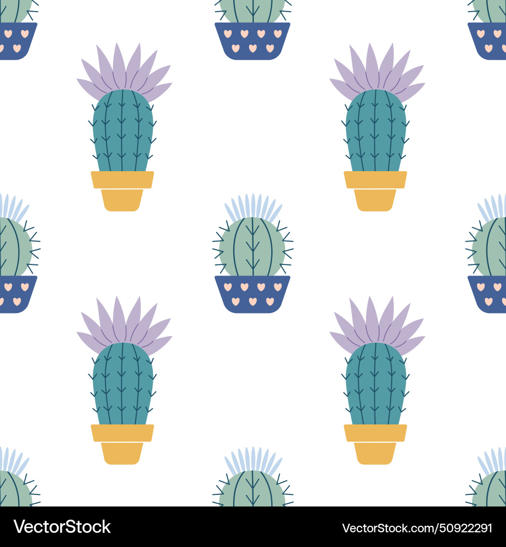 Cute cacti in boho style cactus seamless pattern Cute cacti in boho style cactus seamless pattern vector image