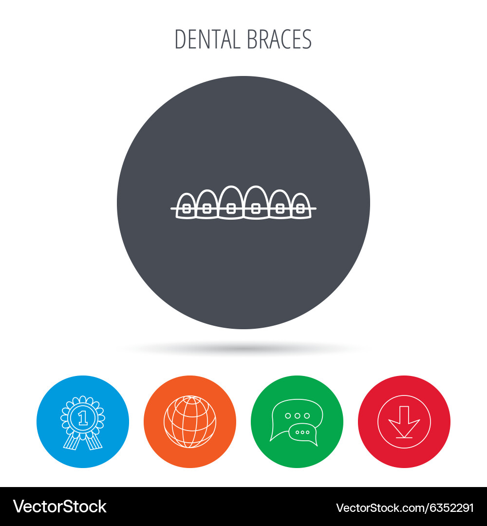 Dental braces icon teeth healthcare sign vector image