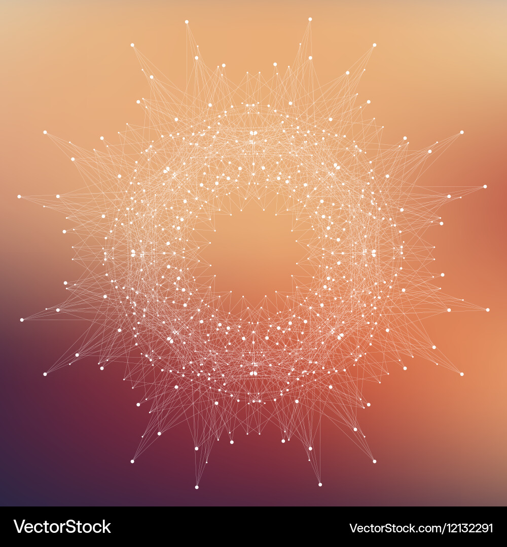 Fractal element with connected lines and dots big Vector Image